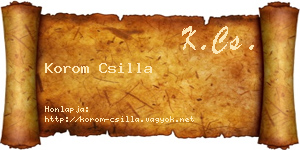 Korom Csilla névjegykártya